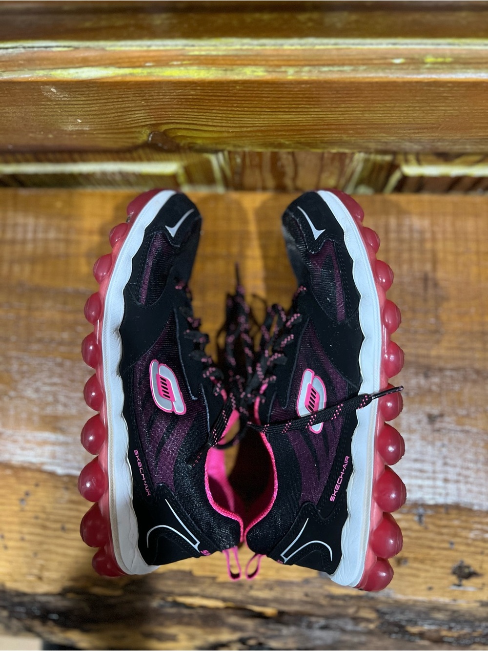 Skechers Black Athletic Sneakers with Pink Accents - Picture 8 of 11